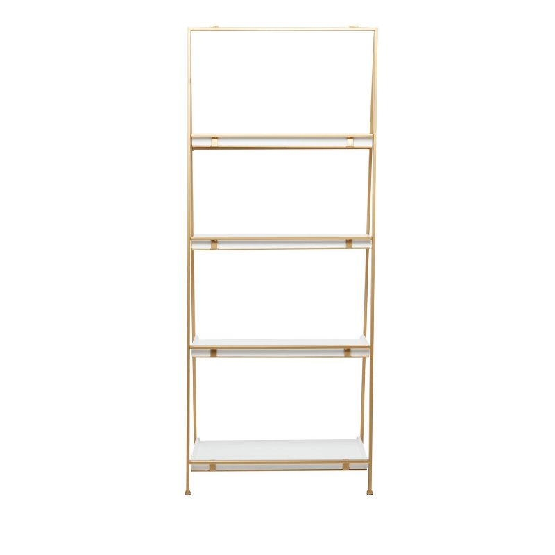 Contemporary Metal and Wood Shelving Unit Gold - Olivia &#38; May, 4 of 9