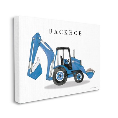Stupell Industries Blue Backhoe Construction Truck Demolition Vehicle
