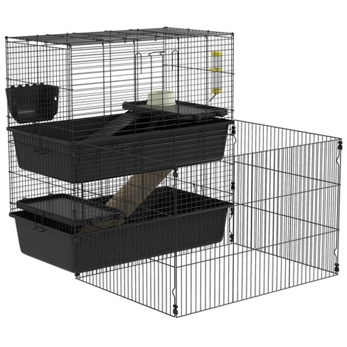 Pawhut Small Animal Cage With Playpen, Multi-level Pet Habitat Indoor For  Guinea Pigs Hedgehogs Bunnies With Accessories, 42 X 32.5 X 36 : Target