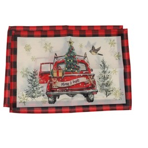 Unique Bargains Christmas Place Mats Flax Red White Green Black 11.8"x17.7" 2 Pcs - 1 of 4