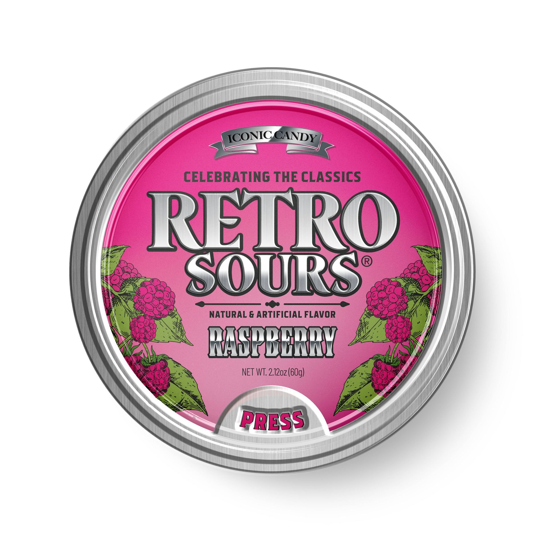 Retro Sours Raspberry Candy Tin - 2.12oz