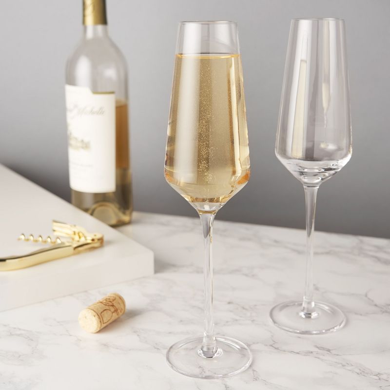 Viski Raye Angled Crystal Wine Glasses Set of 2, 3 of 13