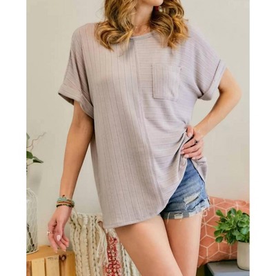 Women's Boat Neck Short Sleeve Loose Fit Top Plus - ADORA