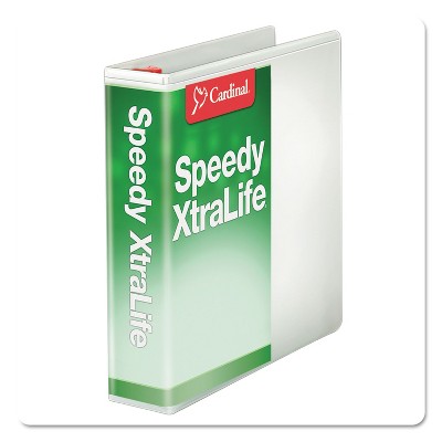 Cardinal Speedy XtraLife Non-Stick Locking Slant-D Ring Binder 2" Cap 11 x 8 1/2 White 59120