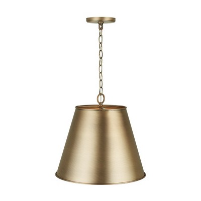 Elegant Aged Brass Cone Pendant with Metal Shade