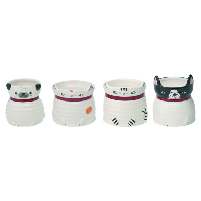 Transpac Ceramic Tiny Happy Pup/Kitty Planter Set of 4 Spring Home Decorations