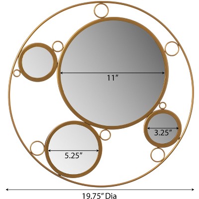 Gold Round Metal Frame Wall Mirror with Glass Balls