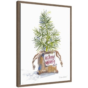 Kate & Laurel All Things Decor Sylvie Framed Canvas Merry Seedling in Burlap by Patricia Shaw - 1 of 4