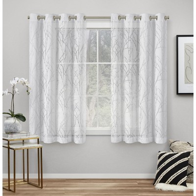 EXCLUSIVE HOME Edinburgh Sheer Branch Burnout Grommet Top Curtain Panel Pair