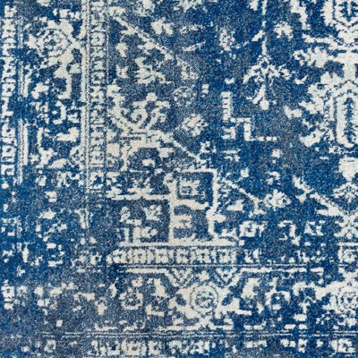 Trafalgar Blue Rectangular Stain-Resistant Synthetic Rug