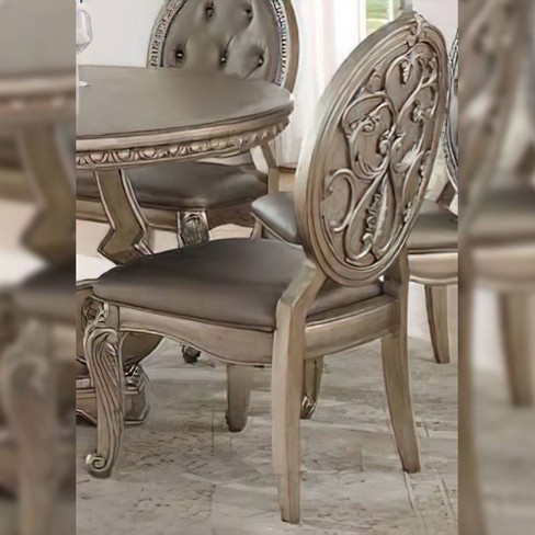 Set Of 2 27 Seville Pu Dining Chairs Gold Finish - Acme Furniture : Target