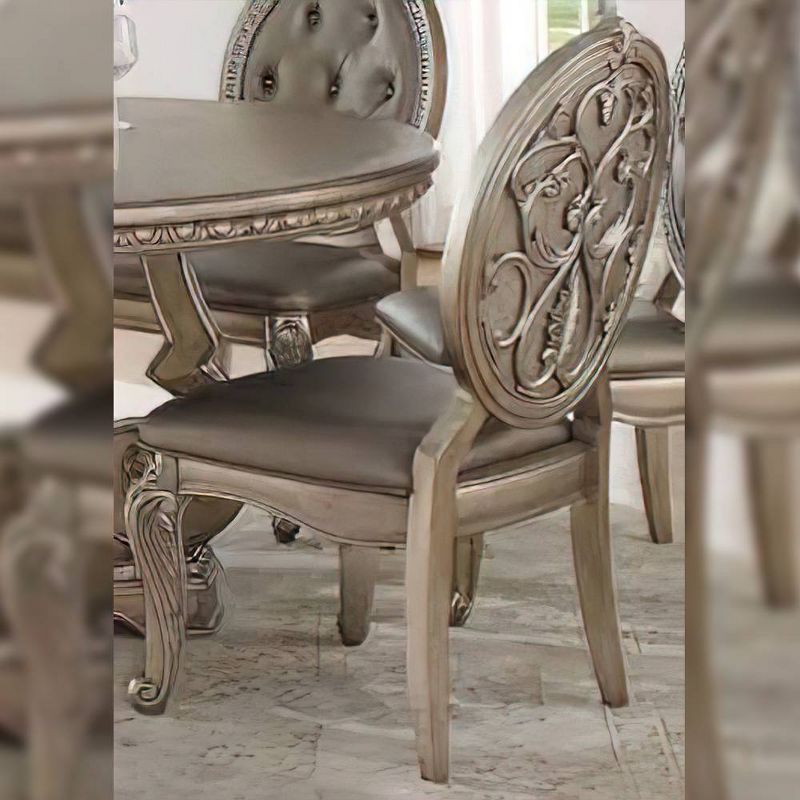 Set of 2 24&#34; Northville PU Dining Chairs Antique Silver - Acme Furniture, 1 of 8