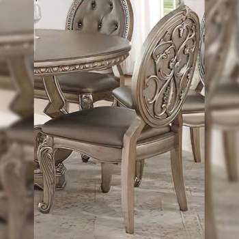 Set of 2 24" Northville PU Dining Chairs Antique Silver - Acme Furniture