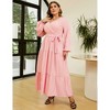 Clearlove Women's Plus Size V-Neck Long Sleeves A-Line Pleated Floor Length Formal Dress - 3 of 4