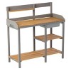 MOEPISY Wooden Workstation Table with Cabinet for Backyard Garden Supplies Outdoor Potting Bench - 4 of 4