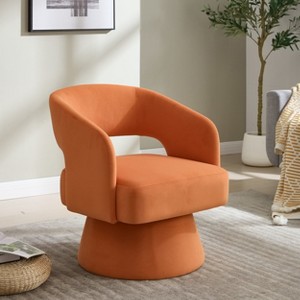 Swivel Barrel Chair, Velvet Accent Armchair 360 Degree Swivel Club Chair for Living Room Bedroom Reception Room - 1 of 4