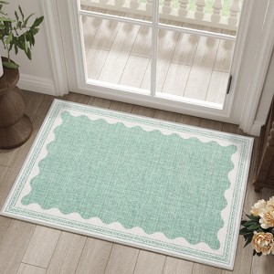 homfan Scalloped Washable Rug w/ Non-Slip Back - Modern Low-Pile Carpet for Living Room, Bedroom - 1 of 4