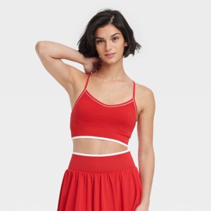 Women's Seamless Light Support Tipped Longline Sports Bra - All In Motion™ - 1 of 4