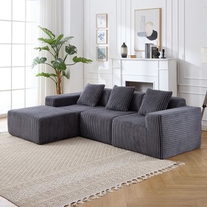 NicBex Modular Sectional Sofa,L-Shape Upholstered Cloud Couch with 3 Pillows for Living Room,Apartment,Office,Dark Gray - 1 of 4