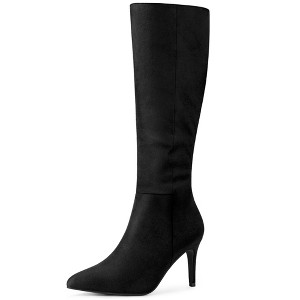 Allegra K Women's Pointed Toe Side Zip Stiletto Heel Knee High Boots - 1 of 4