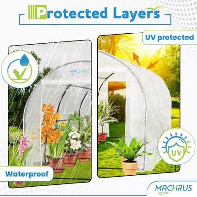 Large White Polyethylene Walk-In Tunnel Greenhouse with Reinforced Cover