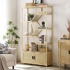 39.4''W x 13.8''D x 75.6''H, Rattan Bookshelf 7 tiers Bookcases Storage Rack with Cabinet for Living Room Home Office-The Pop Home - image 4 of 4