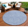 Sky Blue And Ivory Floral Washable Indoor Outdoor Area Rug - 2 of 4