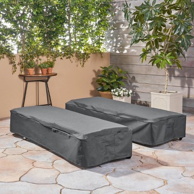 Gray Waterproof Fabric Outdoor Chaise Lounge Cover