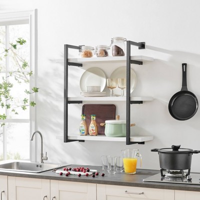 White and Black 3-Tier Industrial Wall Shelf