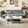 2-Tier Sintered Stone Coffee Table,47'' Modern Oval Center Table with Black Metal Frame for Living Room-Baofuwish - 2 of 4