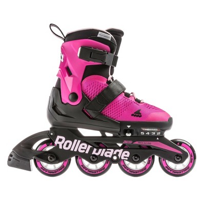 Rollerblade USA Microblade Girls Adjustable Fitness Inline Skate Size 5, Pink