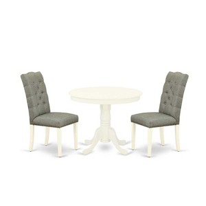 HomeStock 3-Pc Linen White Finish Solid Wood Top-Round Dining Room Set-Seats 4 - 1 of 4