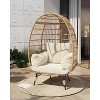 Oversize Wicker Egg Chair with Plush Cushion,Rattan Egg Basket Lounge Chair Winter Egg-Shaped Chair w/Steel Frame and 4 Cushions for Patio,Porch - 2 of 4
