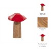 Boho Mushroom Figurine - Handcrafted Wooden Decorative Accent - Rustic Home & Office Decor - Perfect for Bedroom, Living Room, or Workspace - 6" Red - 3 of 4
