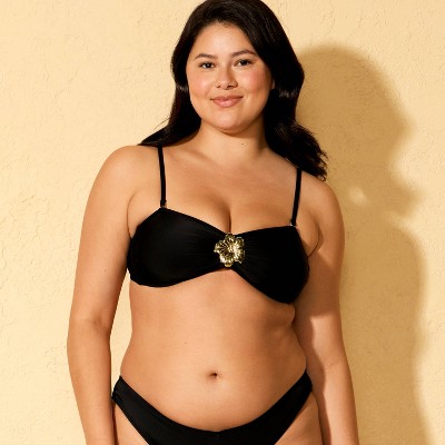 Wild Fable Women's Center Front Metal Hardware Bandeau Bikini Top - Wild Fable™ Black M — фото 4