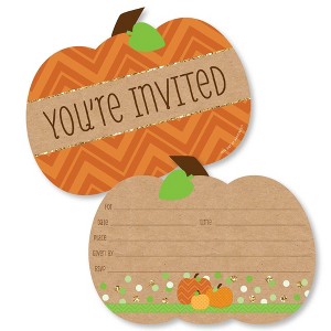 Big Dot of Happiness Pumpkin Patch - Shaped Fill-in Invitations - Fall, Halloween or Thanksgiving Party Invitation Cards with Envelopes - Set of 12 - 1 of 4