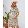 Women's Summer Floral Boho Maxi Dress Wrap Short Sleeve V Neck Ruffle A-Line Flowy Wedding Guest Long Dresses - 2 of 4