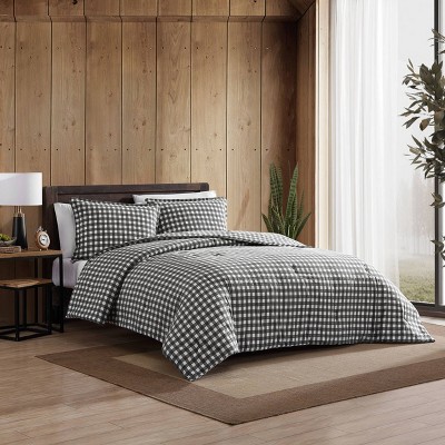 Gray and White Cotton Flannel Full/Queen Duvet Cover Set