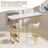 55.1" Modern White Kitchen Bar Height Dining Table Wood Breakfast Pub Table With Gold Base & 2 Shelves, Easy To Assemble,White+Gold - 2 of 3