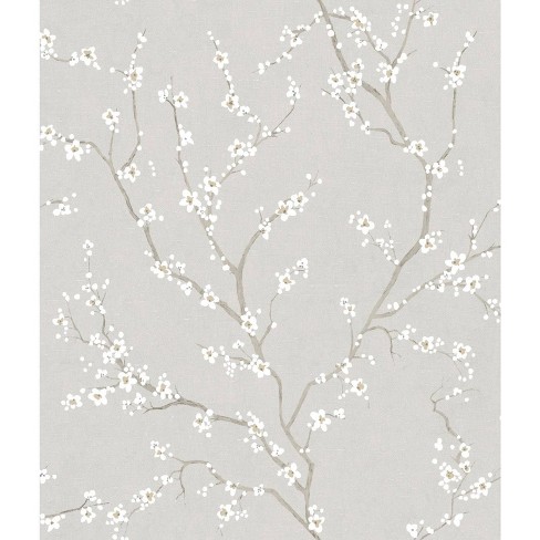 RoomMates Cherry Blossom Neutral Peel and Stick Wallpaper: Removable Vinyl, Self-Adhesive Floral, Botanical Pattern, 28.18 Sq Ft Coverage - image 1 of 4