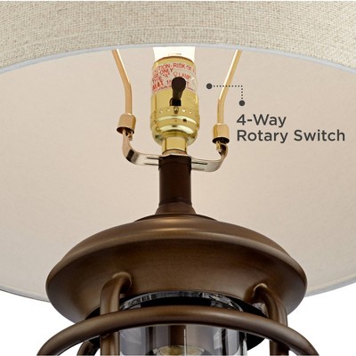 Bronze Industrial Table Lamp with Edison Bulb and USB Port