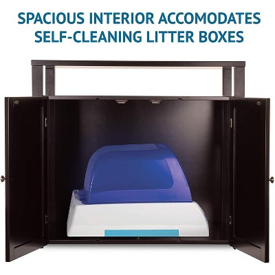 Espresso Large Wooden Cat Litter Box Enclosure Cabinet