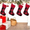 4Pack Buffalo Plaid Stockings 20 Inches Large Plaid Xmas Stockings with Faux Cuff Holiday Family Party Ornaments Decor - 3 of 4