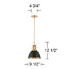 Possini Euro Design Black Burnished Brass Mini Pendant Light 9 3/4" Wide Modern Bowl Fixture for Kitchen Island Dining Room - 4 of 4