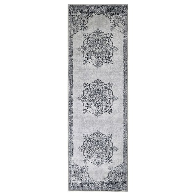 Distressed Medallion Traditional Border Indoor Area Rug or Runner Rug by Blue Nile Mills