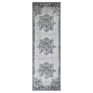 Distressed Medallion Traditional Border Indoor Area Rug or Runner Rug by Blue Nile Mills - 1 of 4