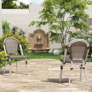 PURPLE LEAF Bistro Chair Set of 2 Hand-Woven Wicker Chairs for Outdoor Patio Porch Garden Indoor, Dining Chairs - 1 of 4