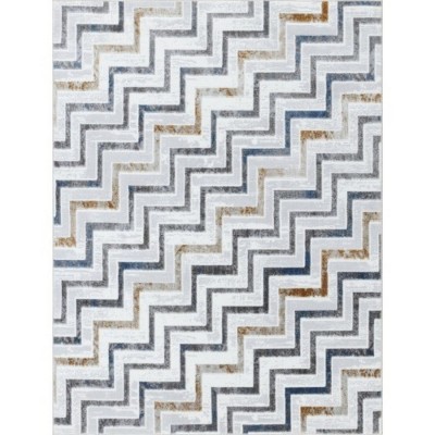 LunaLulinlk White Multi 5 ft. 3 in. x 7 ft. Area Rug