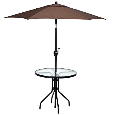 32'' Black Outdoor Patio Table with Tempered Glass Top