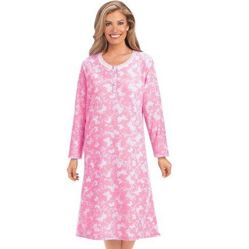 Collections Etc Soft Butterfly Print Fleece Long Sleeve Nightgown Xx large Pink Female Target